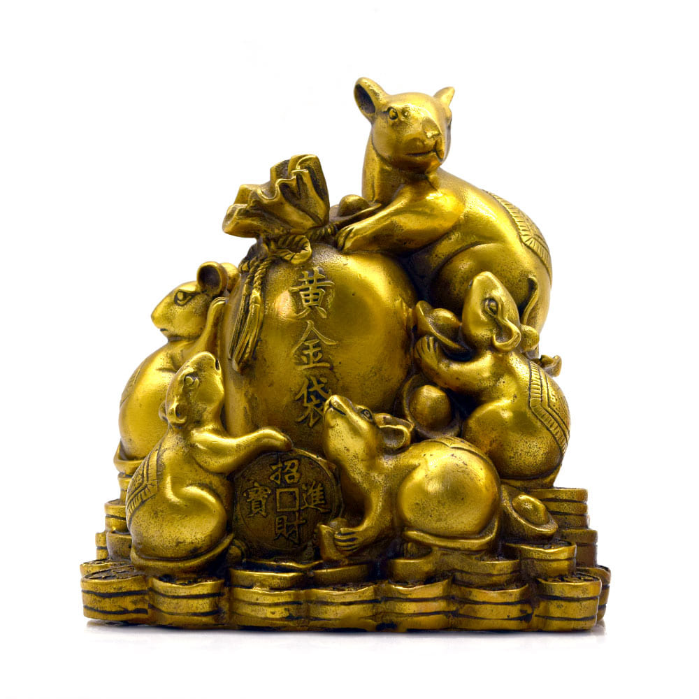 가지니샵  영리한 지혜의 상징  황동  황금 주머니 쥐 장식품 인테리어소품 개업선물