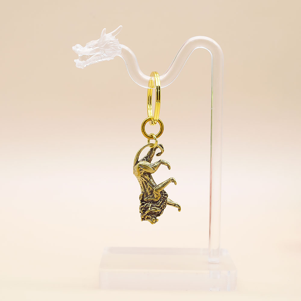 권력 출세 성공의 상징 황동 사자 조각 풍수 키링 키홀더 열쇠고리