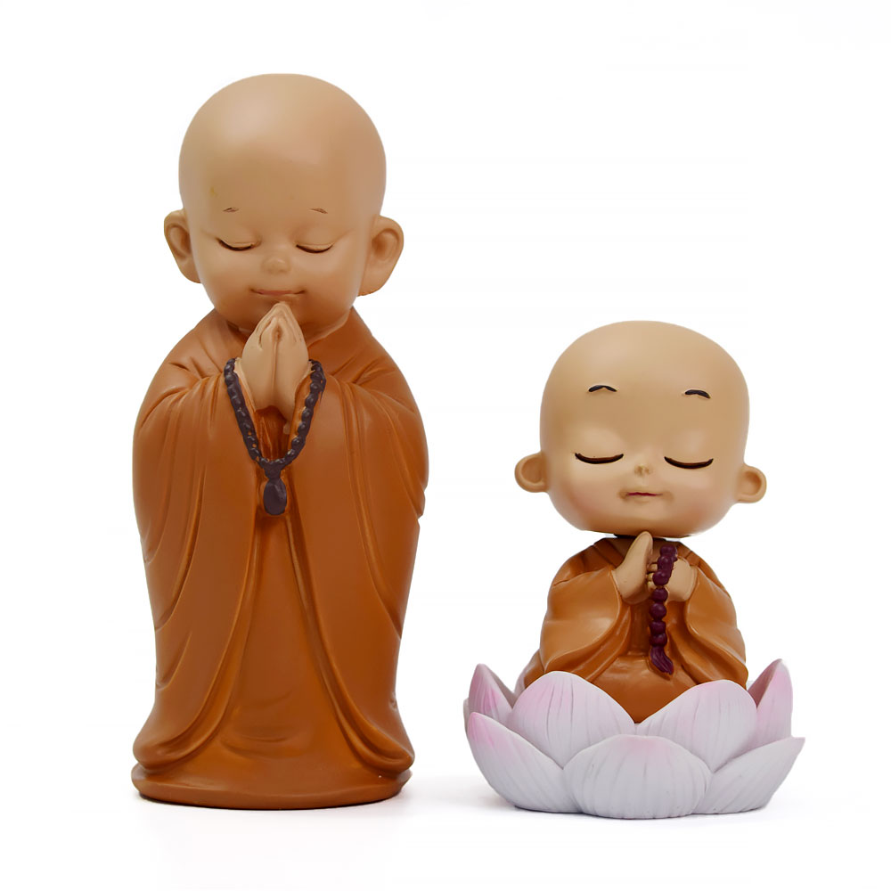 가지니샵 귀여운 합장 동자승 세트 기도하는 작은 스님 인형 장식품 인테리어 소품