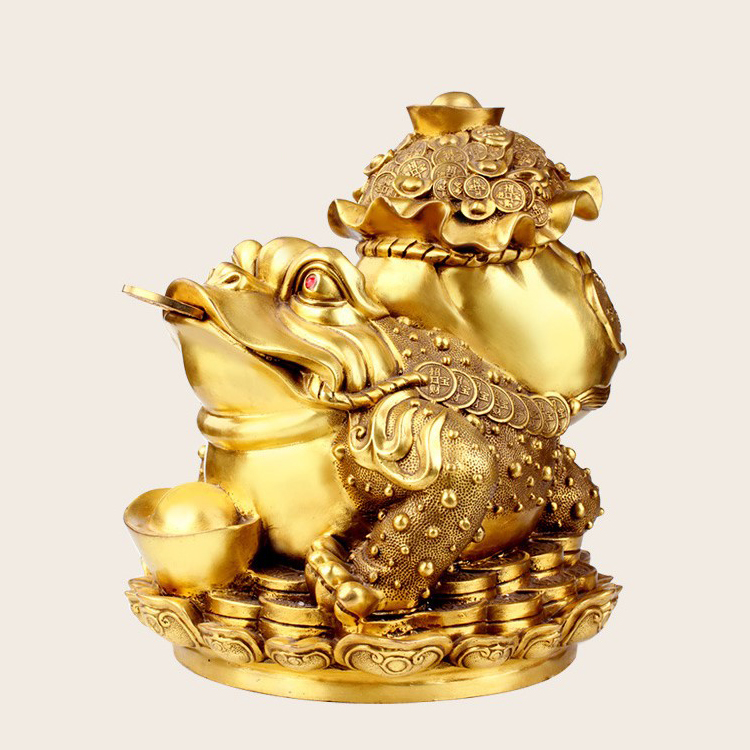 가지니샵 황금 복주머니 황동 삼족두꺼비 재물을 불러주는 삼족두꺼비 개업선물